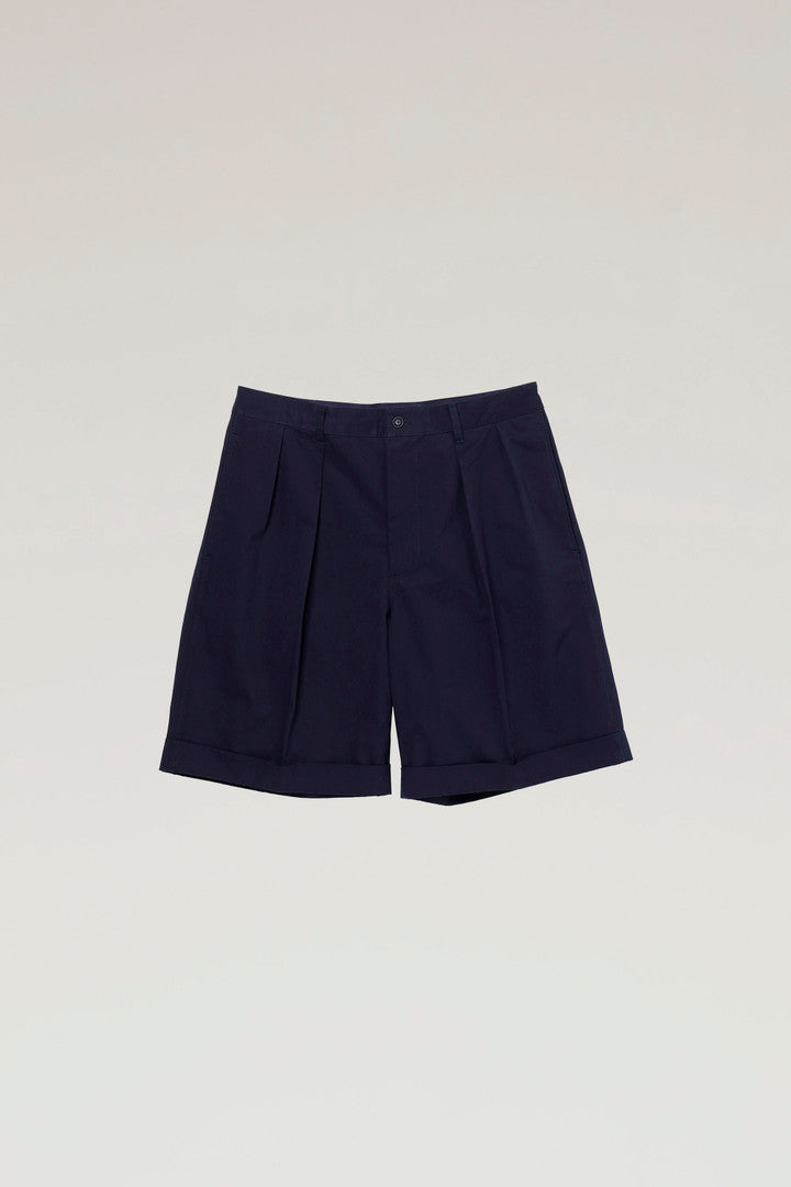 Cavalry Twill Cotton Blend Shorts (Navy) - Main View
