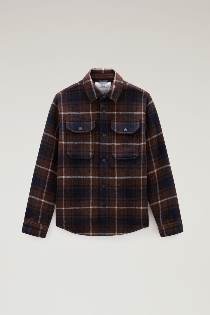 Alaskan Check Overshirt in Bonded Wool Blend (Brown Check) - Main View