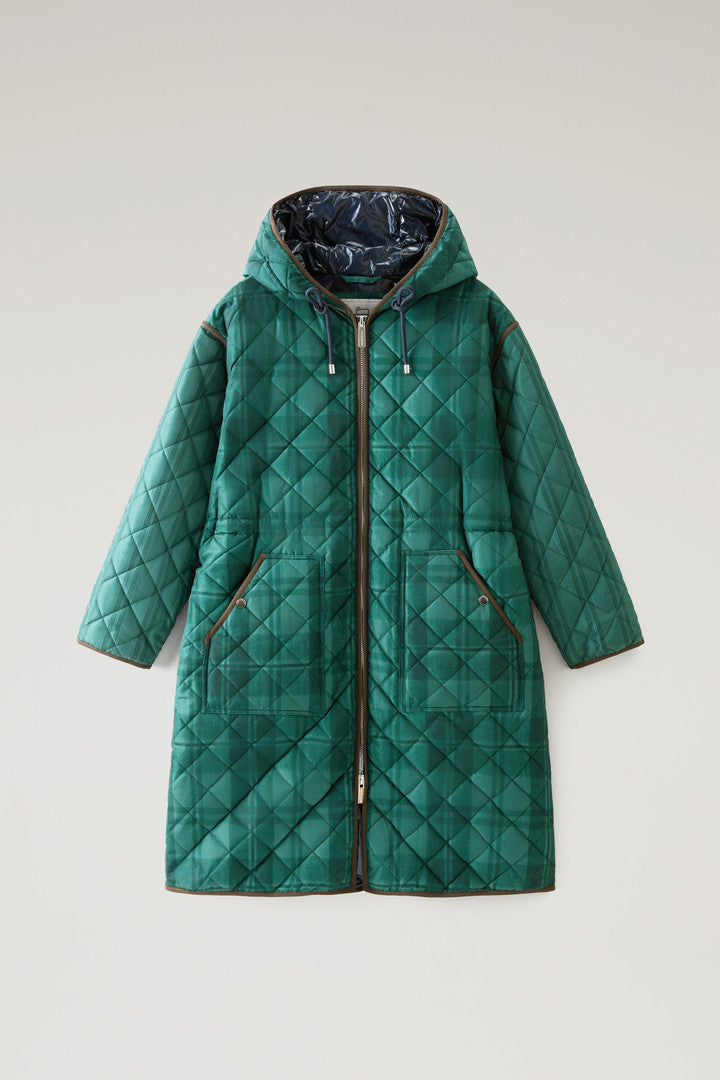 Quilted Patchwork Parka with Satin Nylon Lining (Spruce Green Patchwork) - Main View