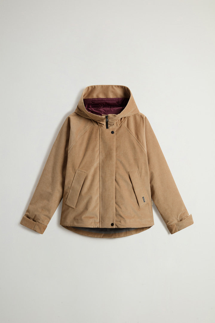 Three-Layered Corduroy Jacket with Hood (Cornstalk) - Main View