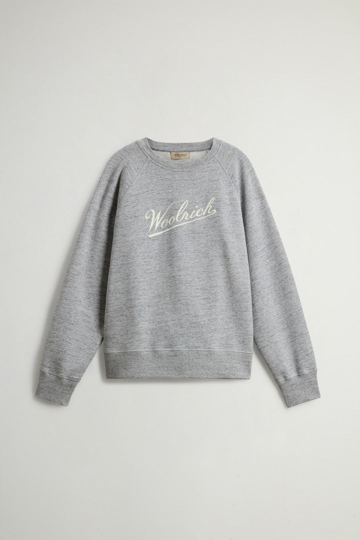 Crewneck Sweatshirt in Pure Cotton Mouliné (Medium Grey Logo) - Main View