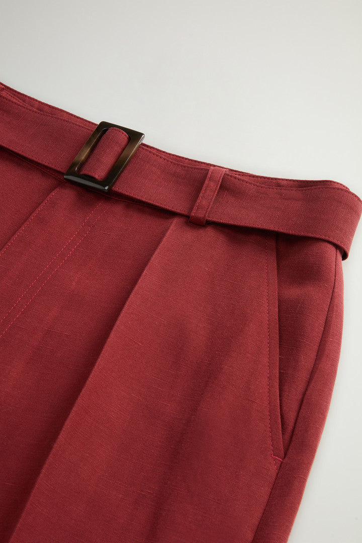 Garment-Dyed Linen-Blend Pants (Madder Brown) - Main View