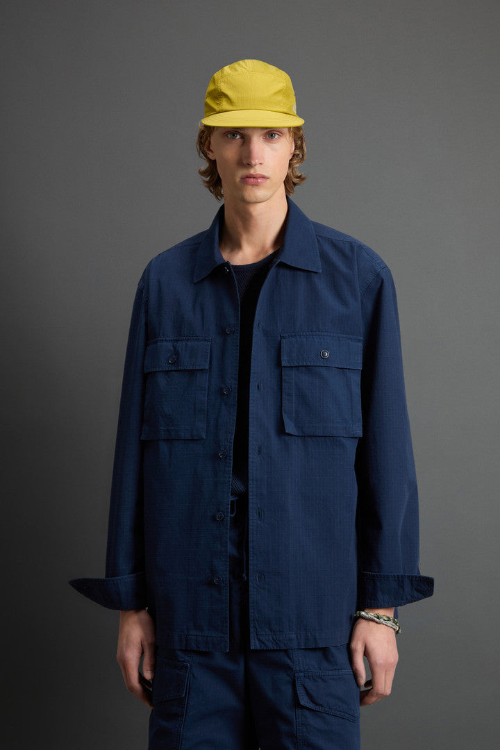 Garment-Dyed Pure Cotton Ripstop Shirt by Todd Snyder (Dream Blue) - Detail View 1