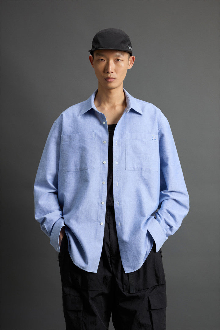 Pure Cotton Oxford Shirt by Todd Snyder (Blue) - Detail View 1