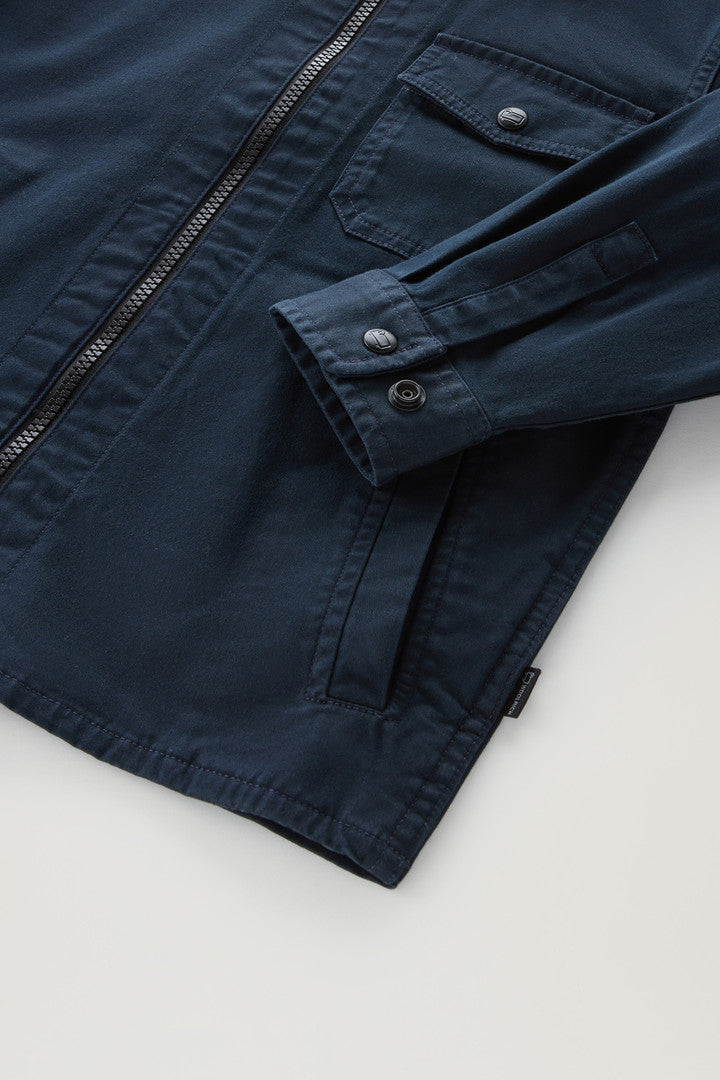 Boys' Garment Dyed Stretch Cotton Overshirt (Melton Blue) - Detail View 3