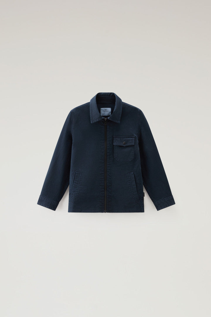 Boys' Garment Dyed Stretch Cotton Overshirt (Melton Blue) - Main View