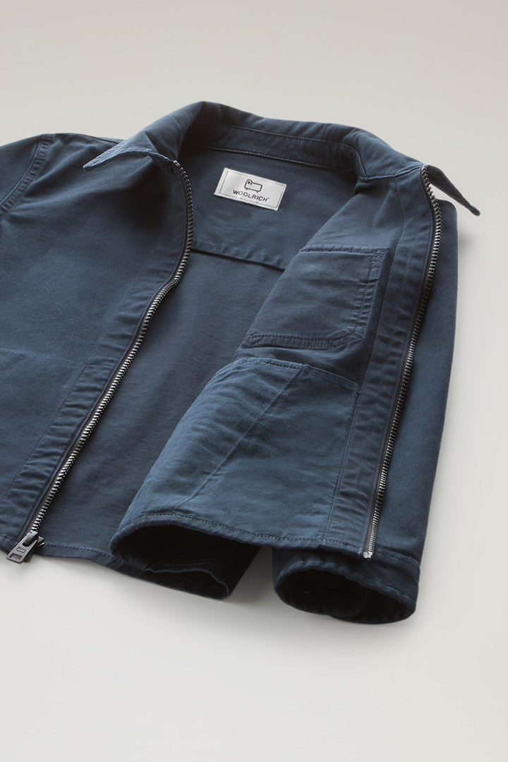 Boys' Garment Dyed Stretch Cotton Overshirt (Melton Blue) - Detail View 5