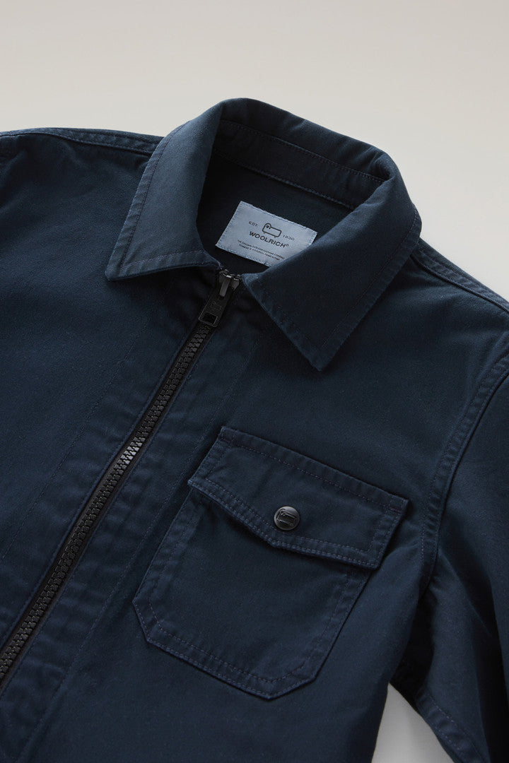 Boys' Garment Dyed Stretch Cotton Overshirt (Melton Blue) - Detail View 2