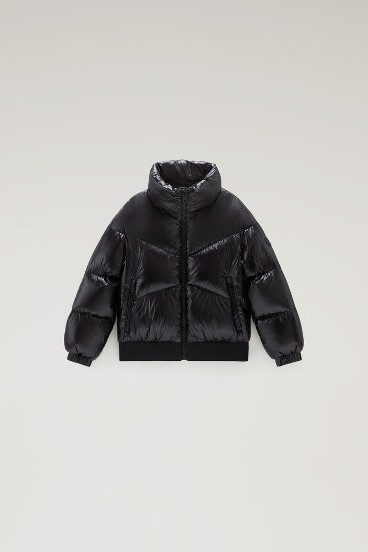 Girls' Aliquippa Down Jacket in Glossy Nylon (Black) - Main View