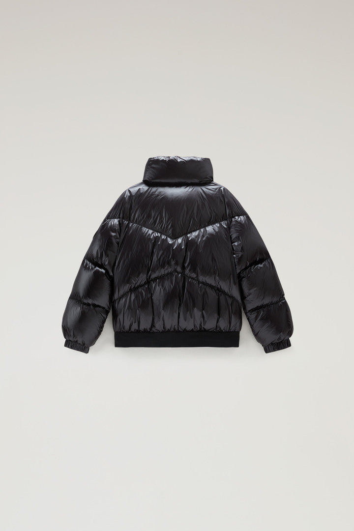 Girls' Aliquippa Down Jacket in Glossy Nylon (Black) - Detail View 1