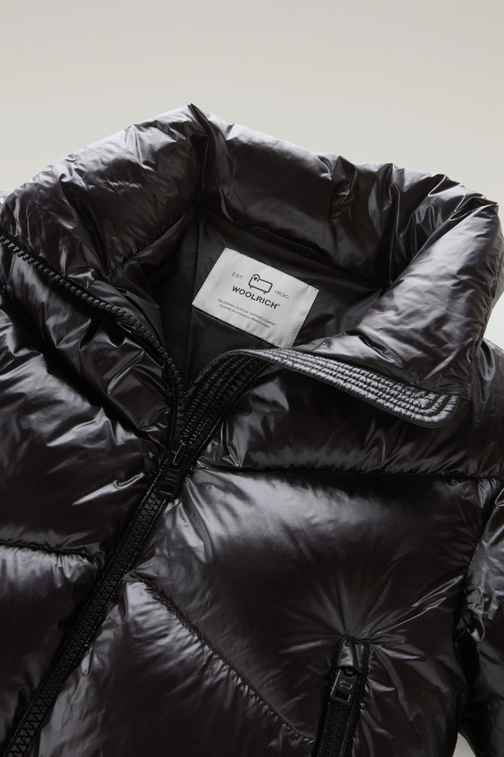 Girls' Aliquippa Down Jacket in Glossy Nylon (Black) - Detail View 2