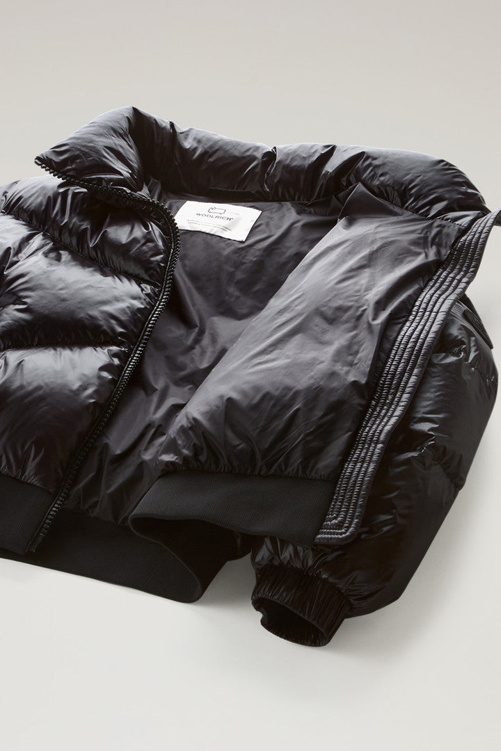 Girls' Aliquippa Down Jacket in Glossy Nylon (Black) - Detail View 5