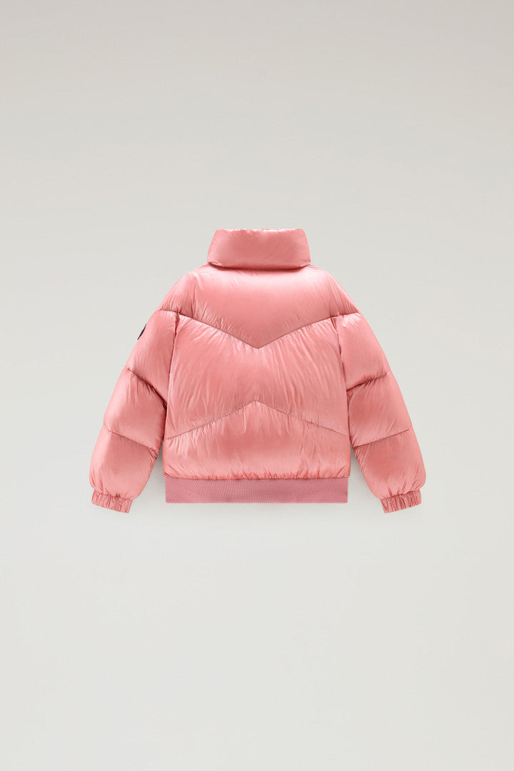 Girls' Aliquippa Down Jacket in Glossy Nylon (Black) - Detail View 6