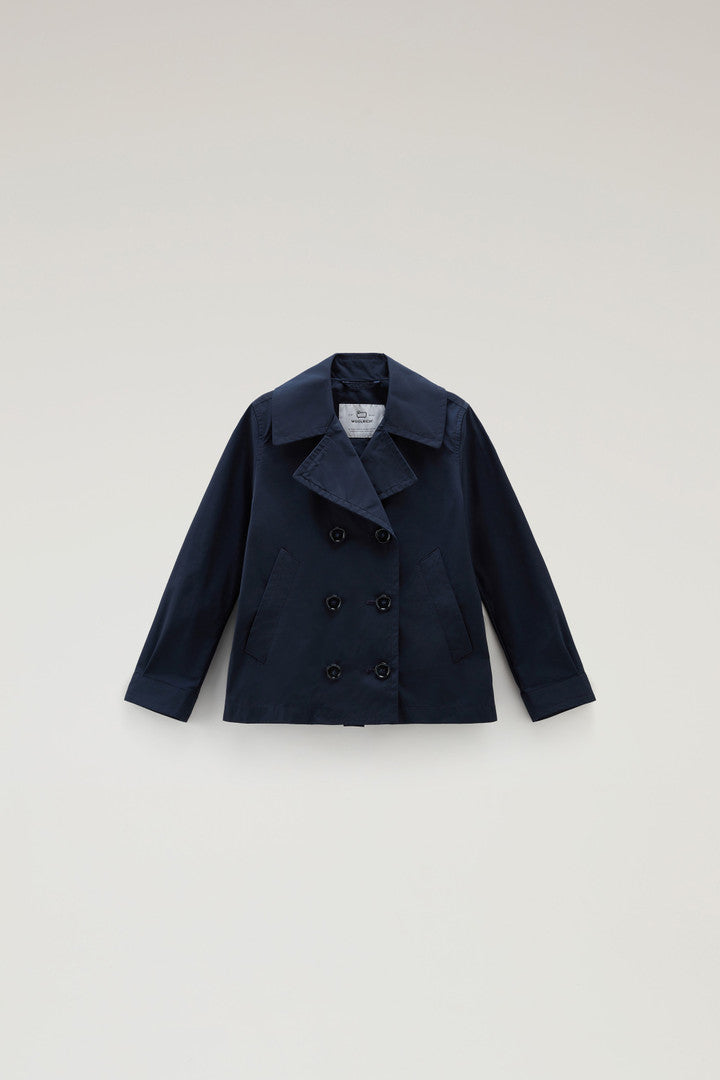 Girls' Summer Peacoat in Urban Touch (Melton Blue) - Main View