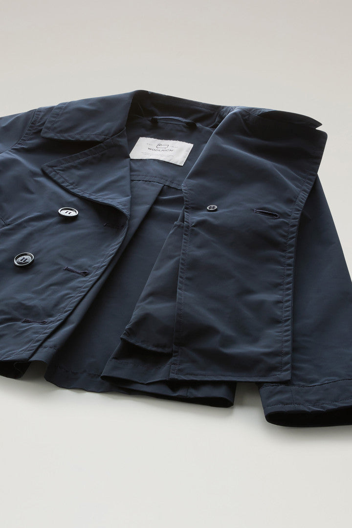 Girls' Summer Peacoat in Urban Touch (Melton Blue) - Detail View 4
