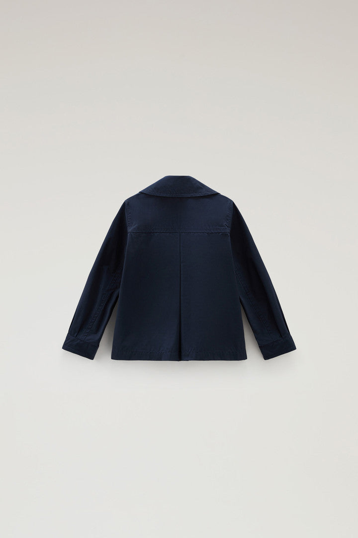 Girls' Summer Peacoat in Urban Touch (Melton Blue) - Detail View 1