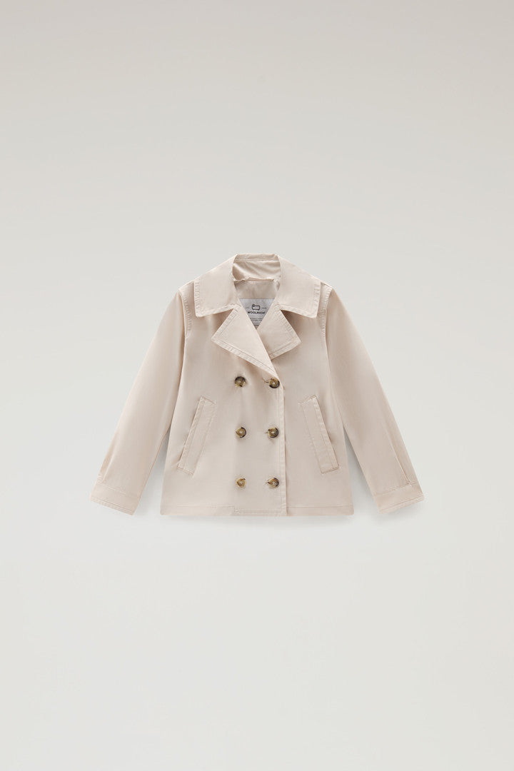 Girls' Summer Peacoat in Urban Touch (Melton Blue) - Detail View 5