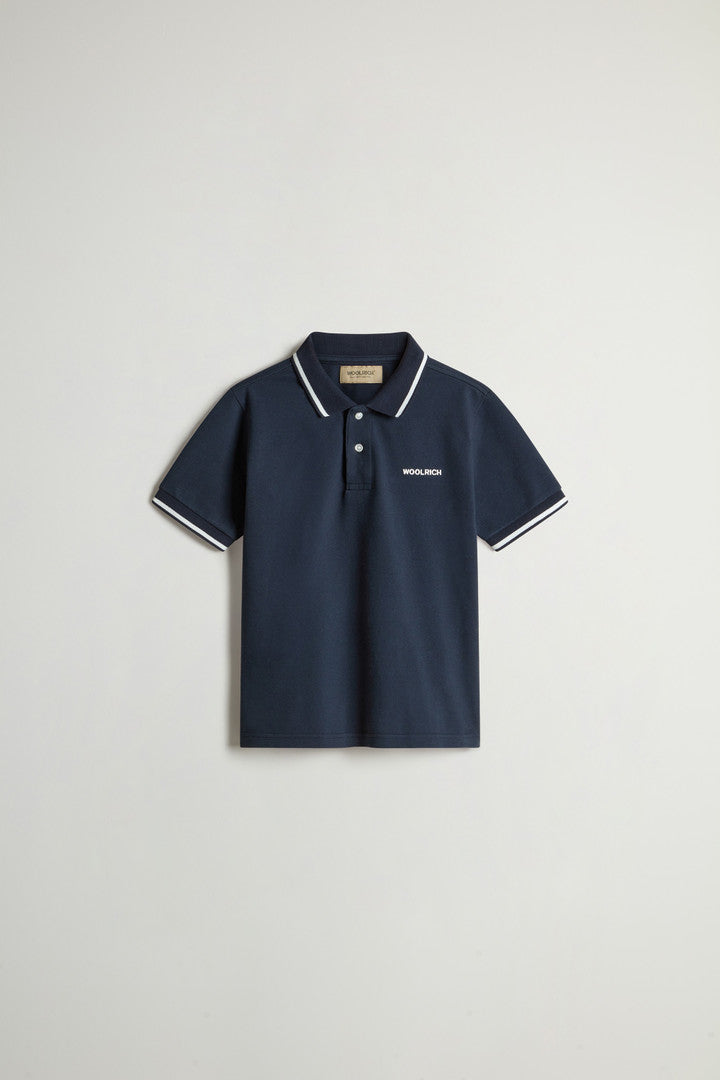Boysâ?Monterey Polo Shirt in Stretch Cotton Pique (Melton Blue) - Main View