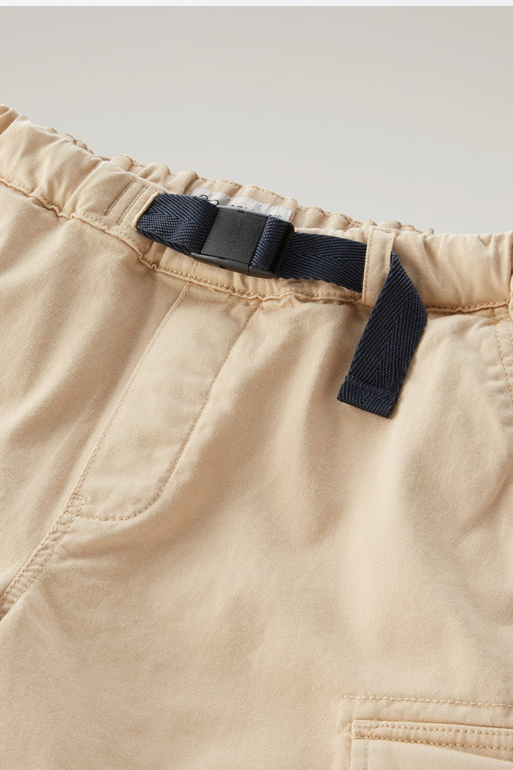 Boys' Garment-Dyed Cargo Shorts in Stretch Cotton (Beach Sand) - Detail View 3