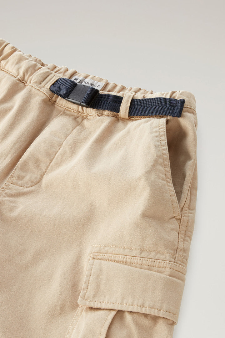 Boys' Garment-Dyed Cargo Shorts in Stretch Cotton (Beach Sand) - Detail View 3