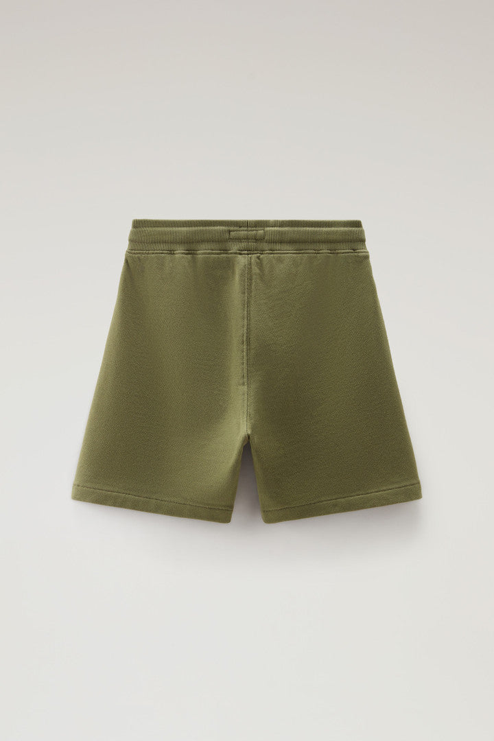 Boys' Pure Cotton Fleece Shorts with Drawstring (Lake Olive) - Detail View 1