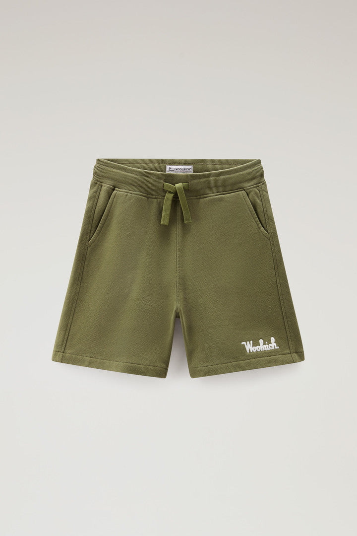 Boys' Pure Cotton Fleece Shorts with Drawstring (Lake Olive) - Main View