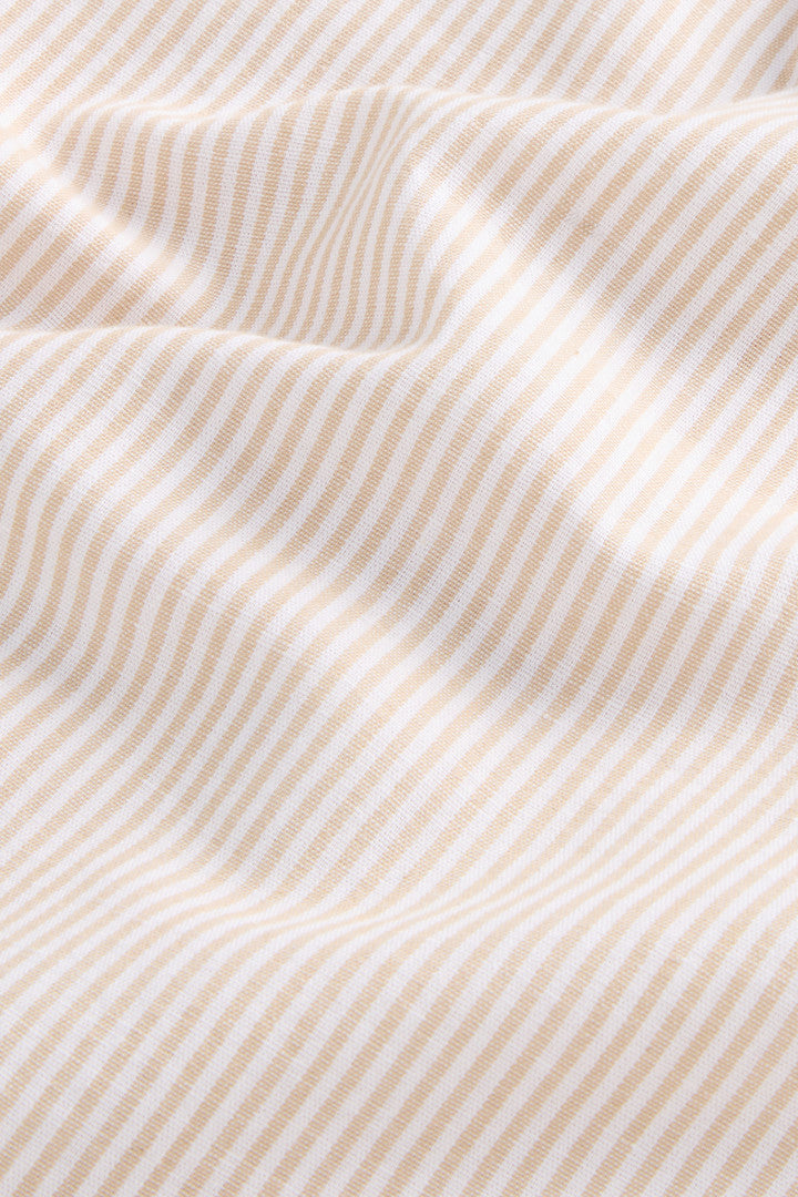 Boys’ Cotton- and Linen-Blend Shirt (Beige Stripe) - Detail View 4