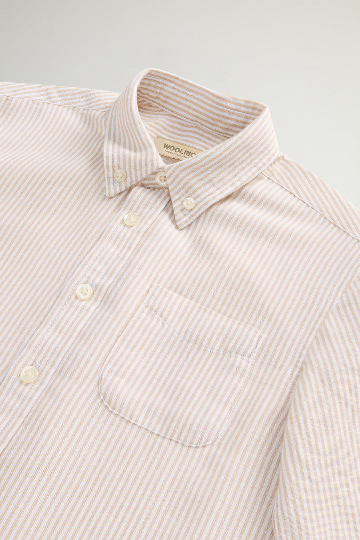 Boysâ?Cotton- and Linen-Blend Shirt (Beige Stripe) - Detail View 2
