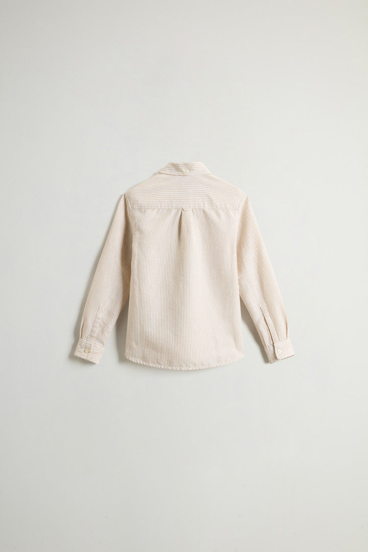 Boysâ?Cotton- and Linen-Blend Shirt (Beige Stripe) - Detail View 1