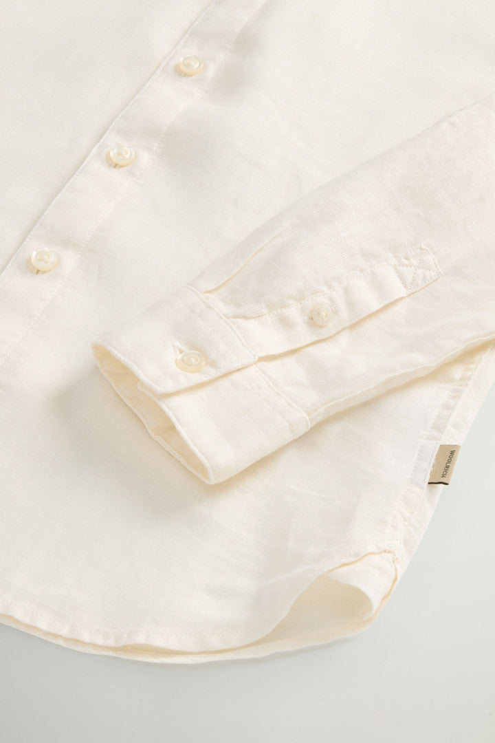 Boysâ?Garment-Dyed Pure Linen Shirt (Jet Stream) - Detail View 3