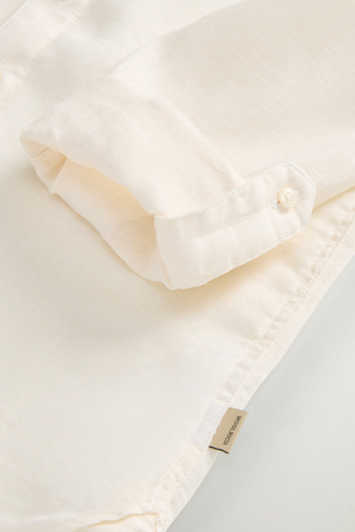 Boysâ?Garment-Dyed Pure Linen Shirt (Jet Stream) - Detail View 4