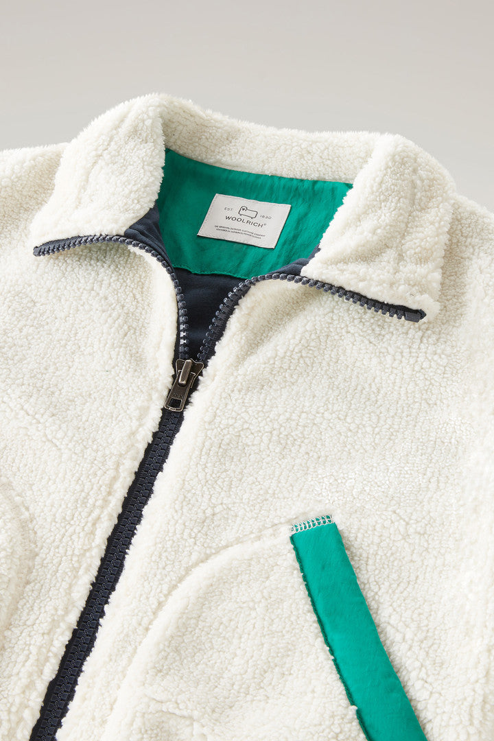 Boys's Sherpa Zip Sweater (Milky Cream) - Detail View 2
