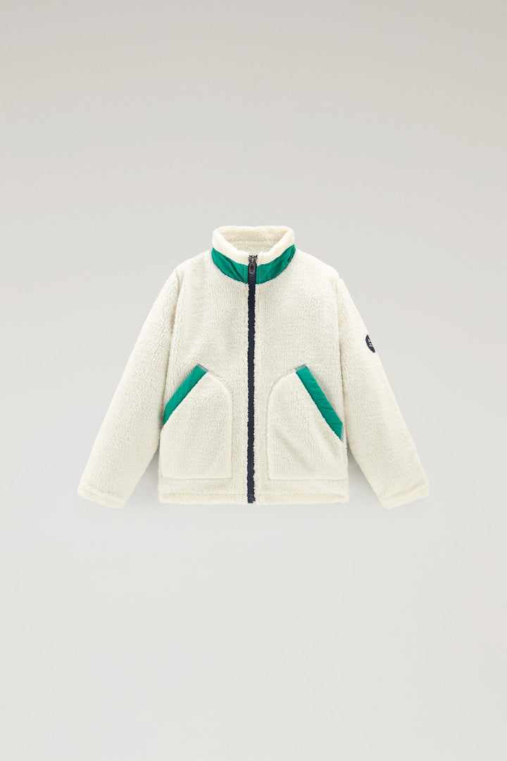Boys's Sherpa Zip Sweater (Milky Cream) - Main View
