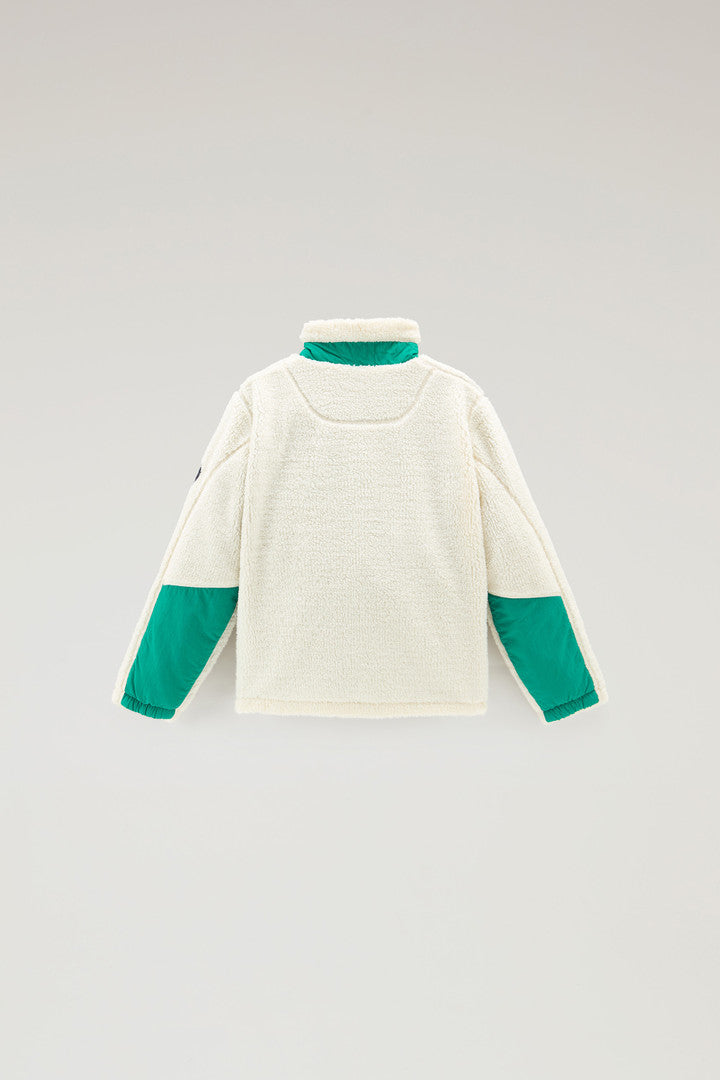 Boys's Sherpa Zip Sweater (Milky Cream) - Detail View 1