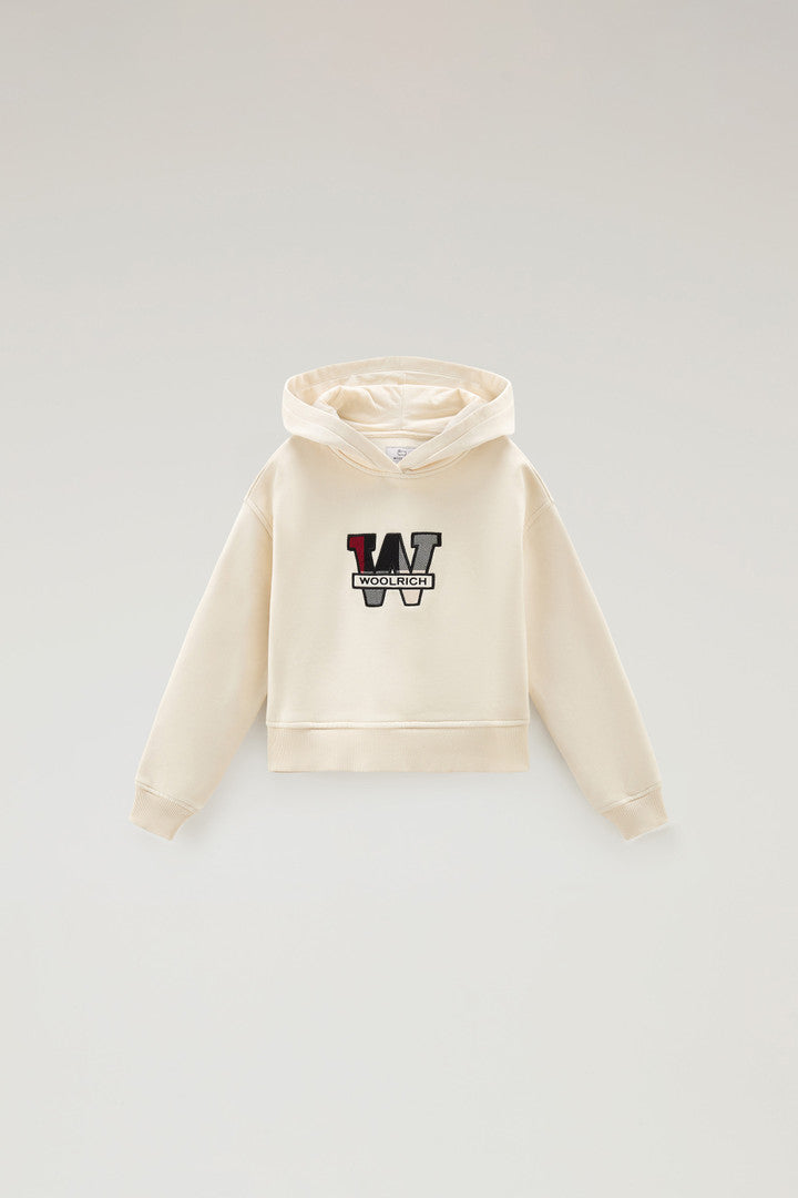 Girls' Hoodie in Pure Cotton with Embroidered Logo (Melton Blue) - Detail View 5