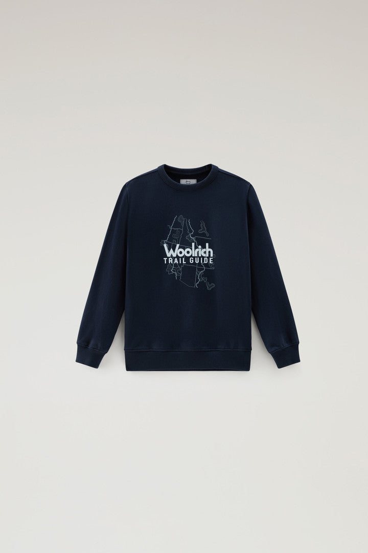 Boys' Pure Cotton Crewneck Sweatshirt with Print (Melton Blue) - Main View