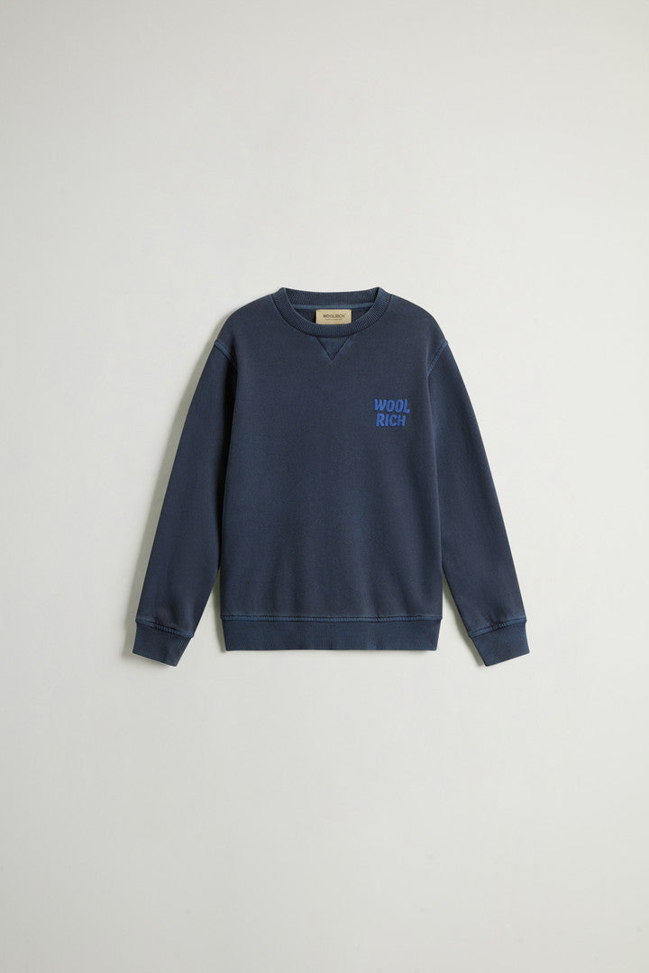 Boysâ?Garment-Dyed Pure Cotton Crewneck Sweatshirt (Jet Stream) - Main View