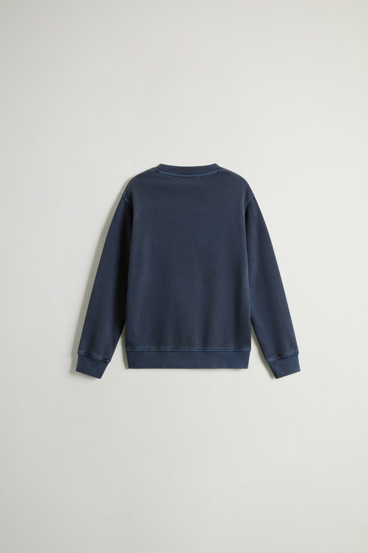 Boysâ?Garment-Dyed Pure Cotton Crewneck Sweatshirt (Melton Blue) - Detail View 1
