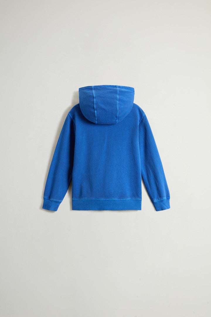 Boys’ Garment-Dyed Full-zip Hoodie in Pure Cotton (Limoges) - Detail View 1