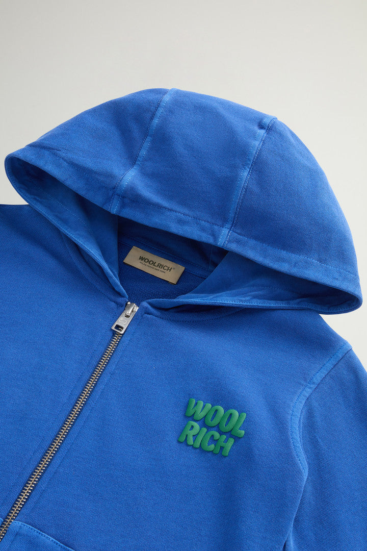 Boys’ Garment-Dyed Full-zip Hoodie in Pure Cotton (Limoges) - Detail View 2
