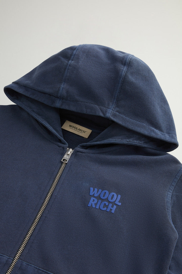 Boysâ?Garment-Dyed Full-zip Hoodie in Pure Cotton (Limoges) - Detail View 2