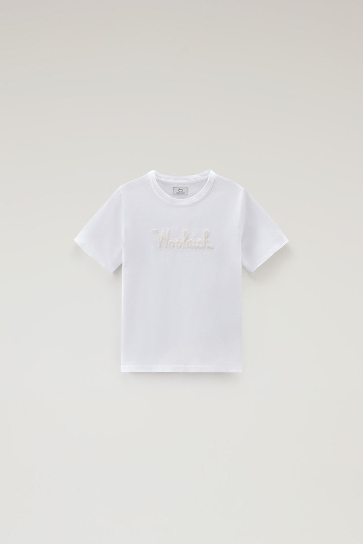 Boys' Pure Cotton T-Shirt with Embroidery (Bright White) - Main View