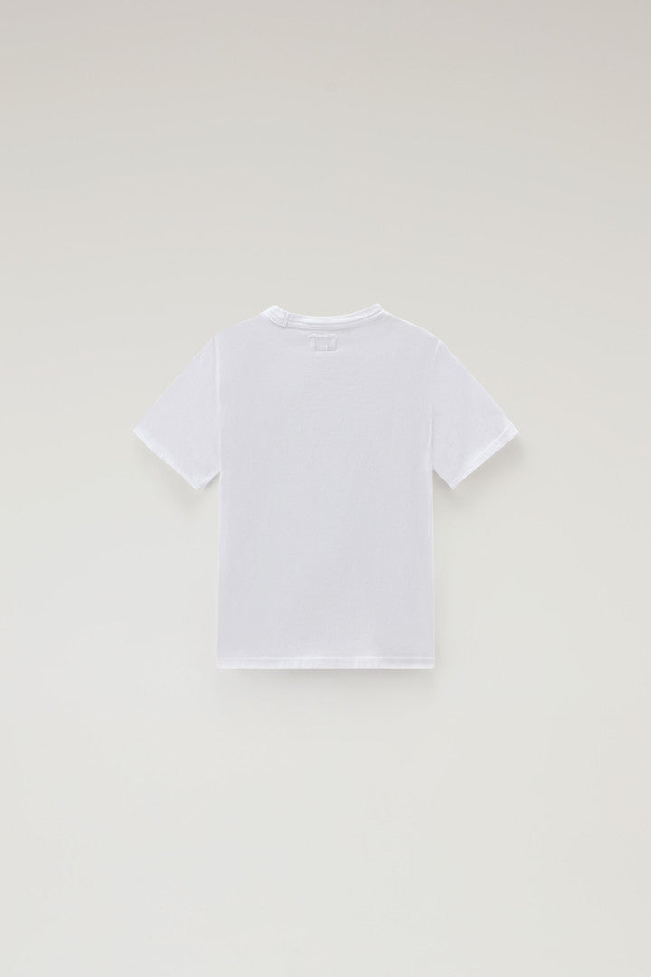 Boys' Pure Cotton T-Shirt with Embroidery (Bright White) - Detail View 1