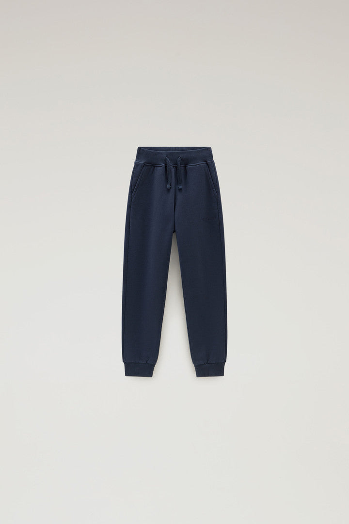 Girls' Sweatpants in Pure Cotton (Melton Blue) - Detail View 1