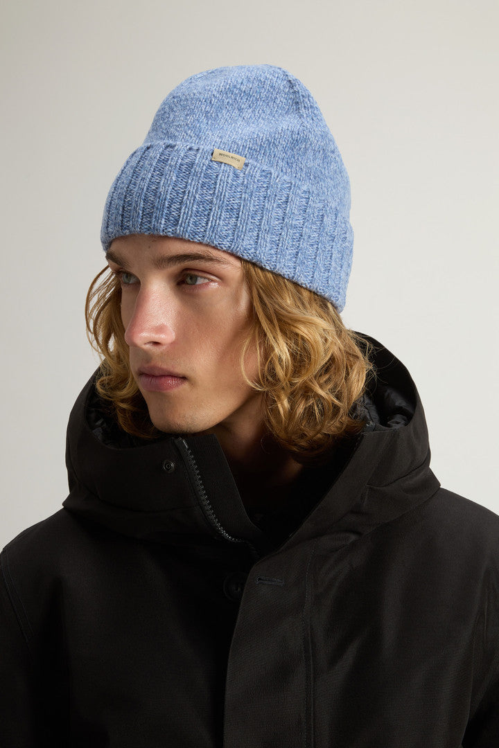 Pure Wool MoulinÃ© Beanie (Marine) - Detail View 3
