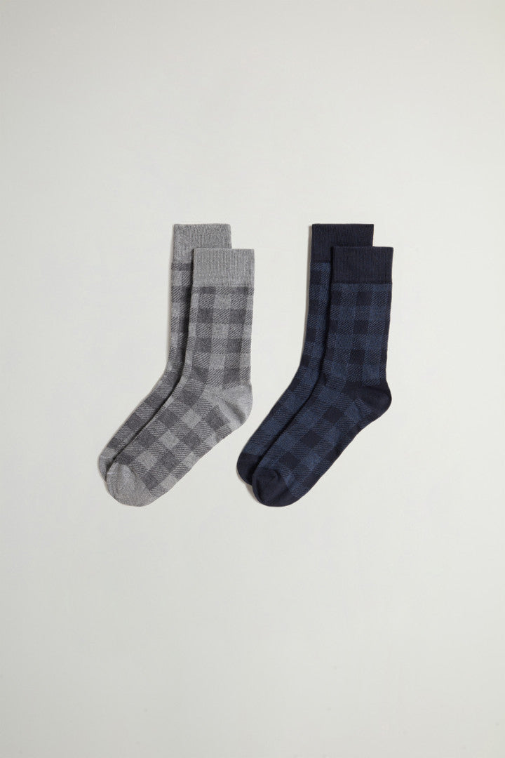 Cotton-Blend Socks (Blue Grey) - Detail View 1