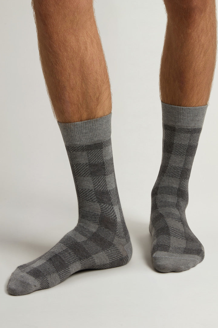 Cotton-Blend Socks (Blue Grey) - Detail View 4