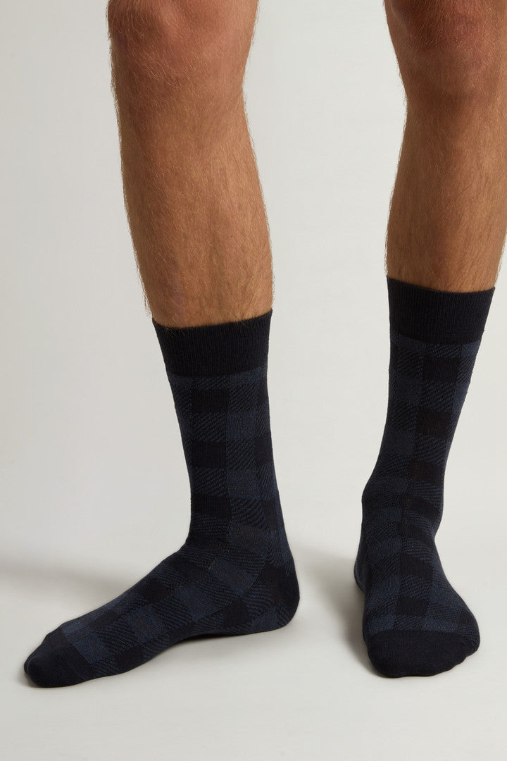 Cotton-Blend Socks (Blue Grey) - Detail View 3