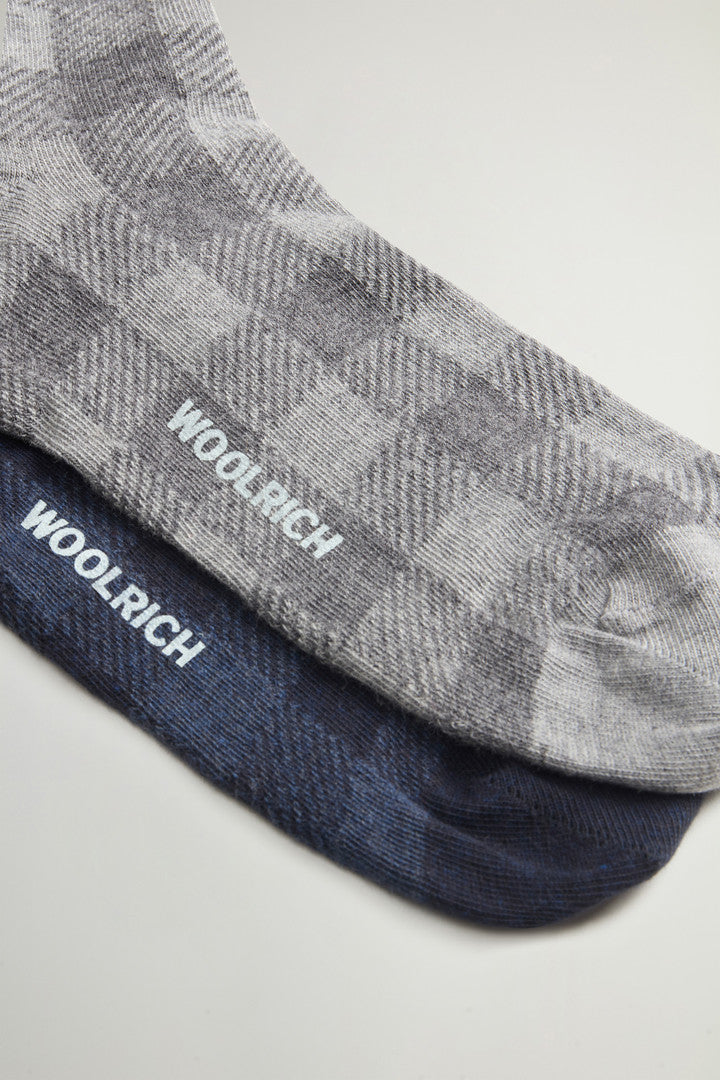 Cotton-Blend Socks (Blue Grey) - Detail View 2