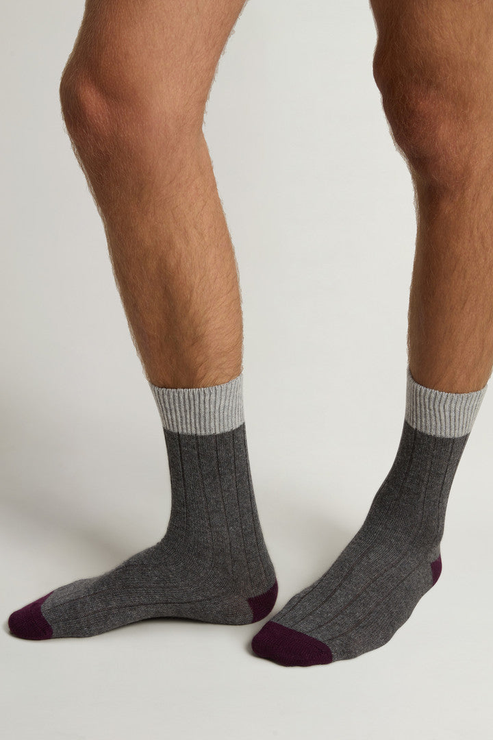 Wool- and Cashmere-Blend Socks (Blue Grey) - Detail View 3